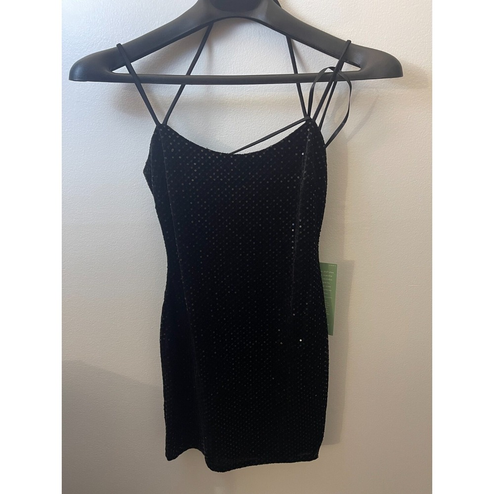 City Triangles Womens-Juniors Sequin Black Dress Size 1 (NWT)